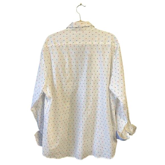 Tailorbyrd Shirt Mens XXL White Flamingo AOP Button Up Flip Cuff Office Party - Picture 2 of 13